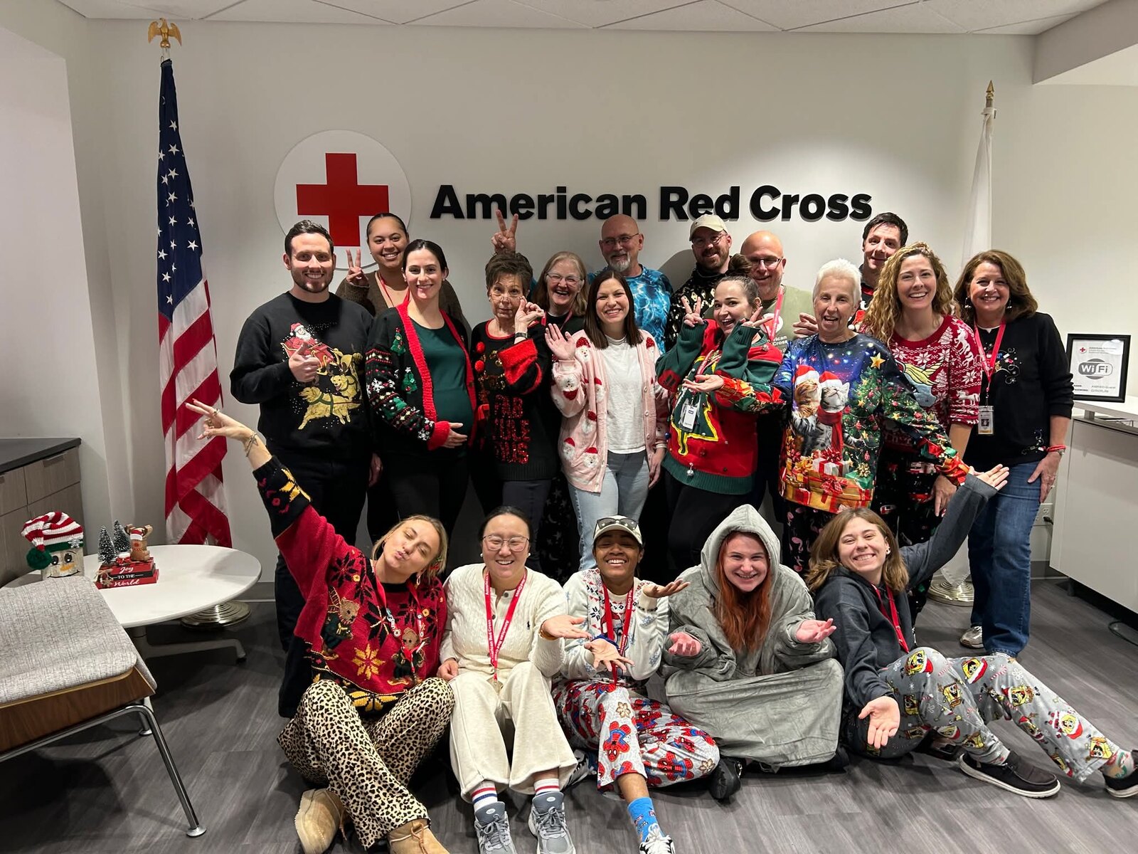 American Red Cross volunteer team gathering
